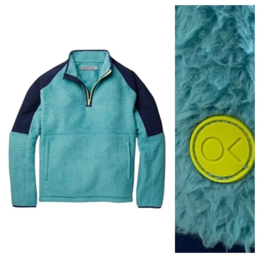 Outerknown Blue Skyline Half Zip Fleece Popover Jacket XL